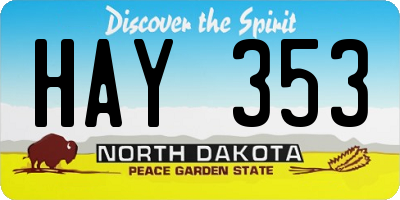 ND license plate HAY353