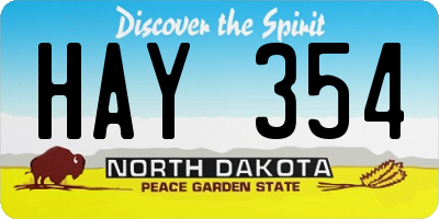 ND license plate HAY354