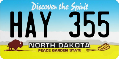 ND license plate HAY355