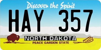 ND license plate HAY357