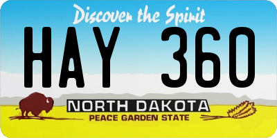 ND license plate HAY360