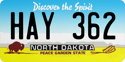 ND license plate HAY362