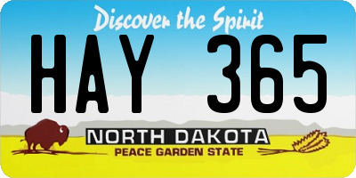 ND license plate HAY365