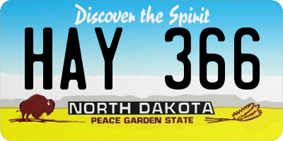 ND license plate HAY366