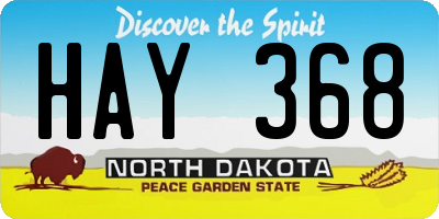 ND license plate HAY368