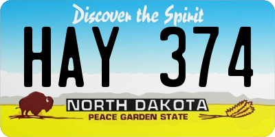 ND license plate HAY374