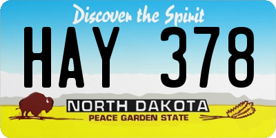 ND license plate HAY378