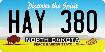 ND license plate HAY380