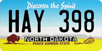 ND license plate HAY398