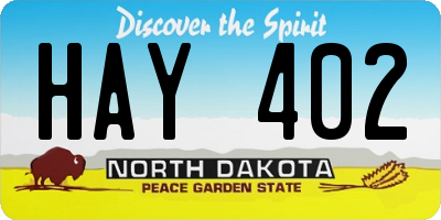 ND license plate HAY402