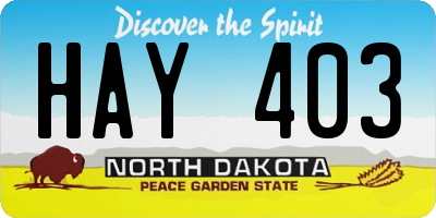 ND license plate HAY403