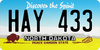 ND license plate HAY433