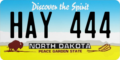 ND license plate HAY444