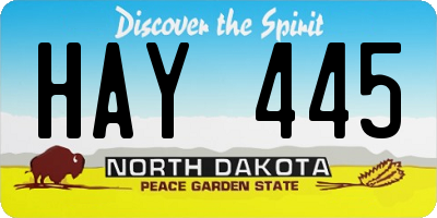 ND license plate HAY445