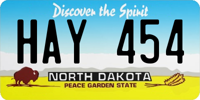 ND license plate HAY454