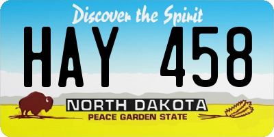 ND license plate HAY458