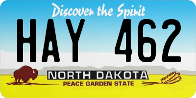 ND license plate HAY462