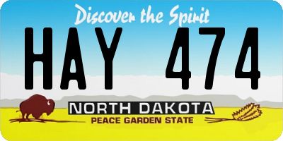 ND license plate HAY474