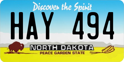 ND license plate HAY494