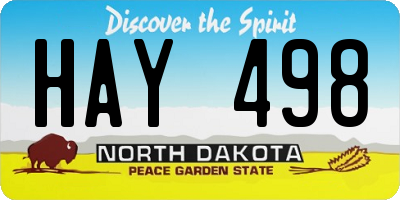 ND license plate HAY498