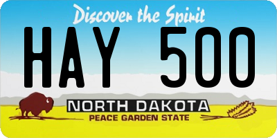 ND license plate HAY500