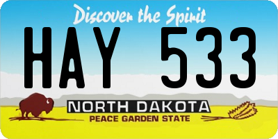 ND license plate HAY533