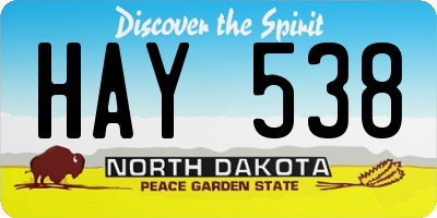 ND license plate HAY538