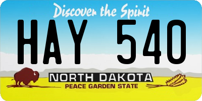 ND license plate HAY540