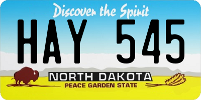 ND license plate HAY545