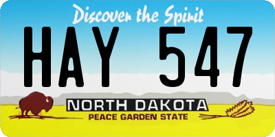 ND license plate HAY547