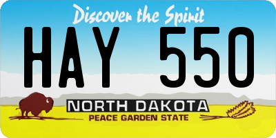 ND license plate HAY550