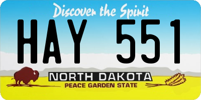 ND license plate HAY551