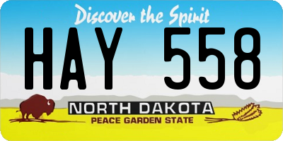 ND license plate HAY558