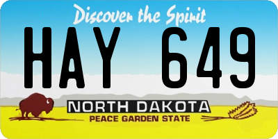 ND license plate HAY649