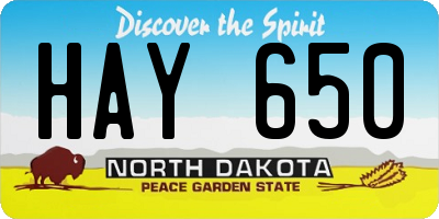 ND license plate HAY650