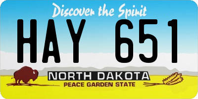 ND license plate HAY651