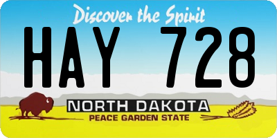 ND license plate HAY728