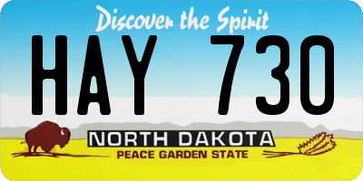 ND license plate HAY730