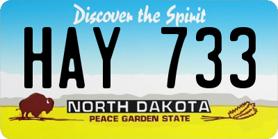 ND license plate HAY733