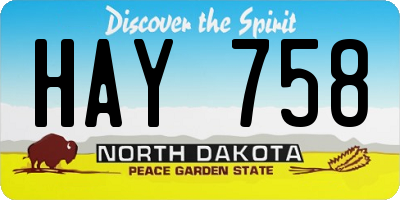 ND license plate HAY758