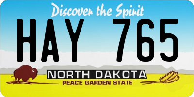 ND license plate HAY765
