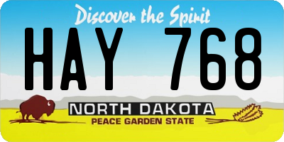 ND license plate HAY768