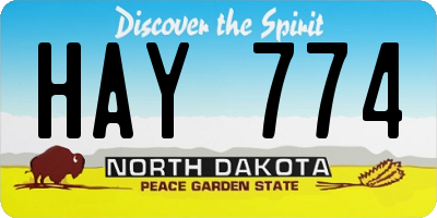 ND license plate HAY774