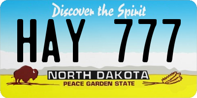 ND license plate HAY777