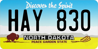 ND license plate HAY830
