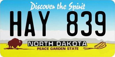ND license plate HAY839
