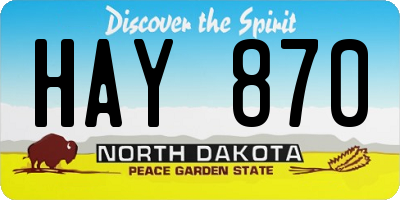ND license plate HAY870