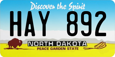 ND license plate HAY892