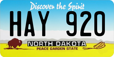 ND license plate HAY920