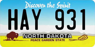 ND license plate HAY931